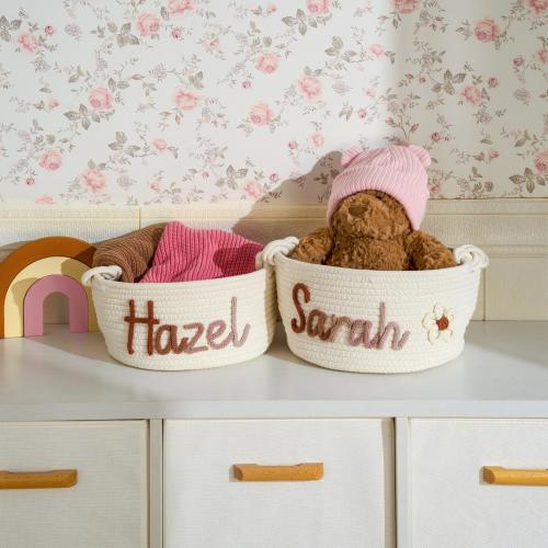 Personalized Handmade Basket • Easter Basket • Baby Gift • Baby Shower Gift • Baby Basket • I-Cord Knitting Craft • Toy Organizer