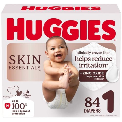 Huggies Skin Essentials Luxury Diapers - Size 1 - 84ct: Disposable, Leak Guards, Free from Parabens & Phthalates