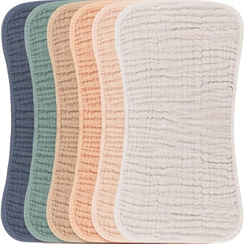 Konssy Muslin Baby Burp Cloths Sets for Unisex- 6 Pack Large 100% Cotton Burping Clothes for Newborn, Baby Girls and Boys