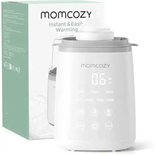 Momcozy Bottle Warmer, Fast Bottle Warmers for All Bottles with Timer, Accurate Temperature Control and Automatic Shut-Off, No Lid Required for Heating, White-Gray