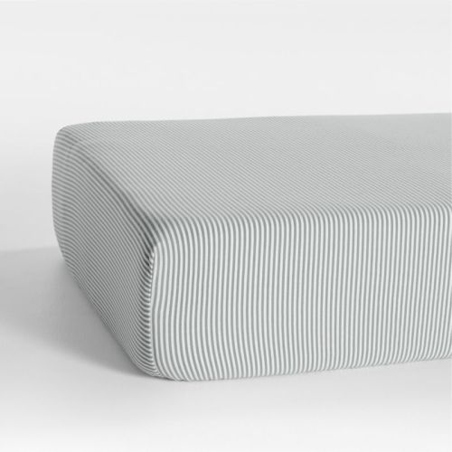 Baby's First Blue Stripe Organic Cotton Heathered Jersey Baby Crib Fitted Sheet