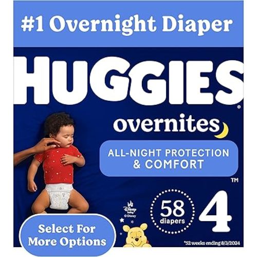 Huggies Overnites Size 4 Overnight Diapers (22-37 lbs), 58 Ct, Packaging May Vary