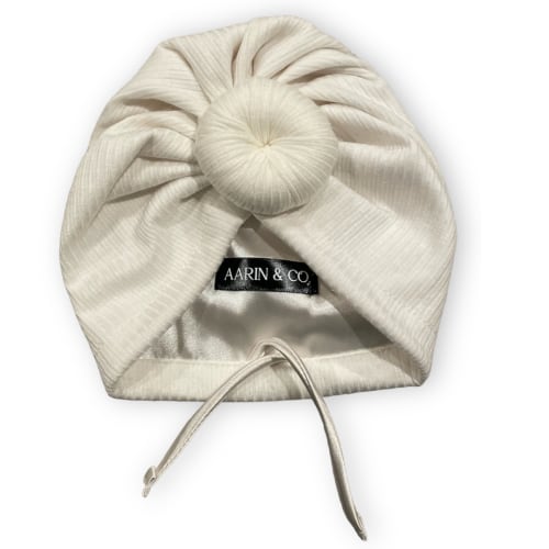 Adjustable Satin Lined Turban-Snow Ribbed