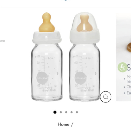 Hevea Standard Neck Glass Baby Bottles- 120ML/ 4oz, Two-Pack
