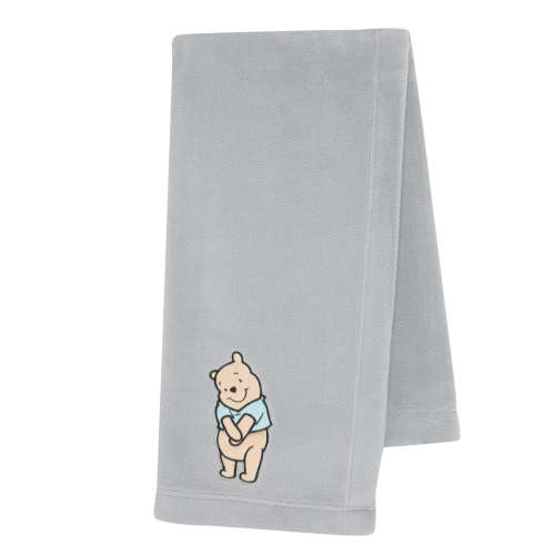 Disney Baby Winnie the Pooh Hugs Gray Soft Fleece Baby Blanket– Lambs & Ivy