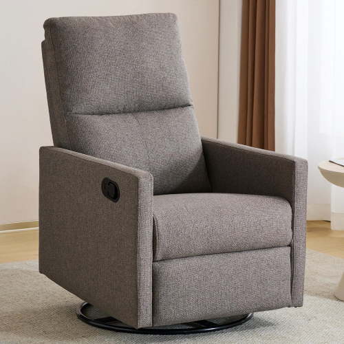 Sfxingyou Swivel Rocking Recliner Chair for Adults, Home Nursery Glider for Living Room,Fabric (Grey)