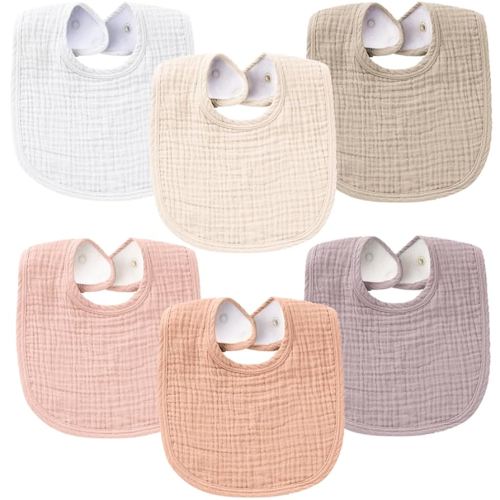 Amazon.com: Konssy 6-Pack Muslin Baby Bibs for Boys & Girls, Soft Cotton Absorbent Bandana Drool Bibs for Drooling & Teething : Baby