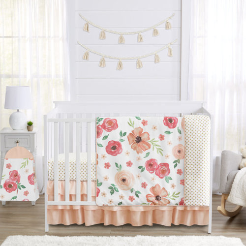 Sweet Jojo Designs Watercolor Floral 4 Piece Crib Bedding Set & Reviews | Wayfair