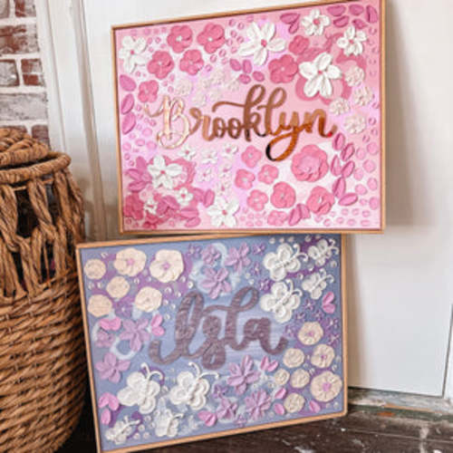 Textured Floral Canvas Nursery Sign - Details and Swirls