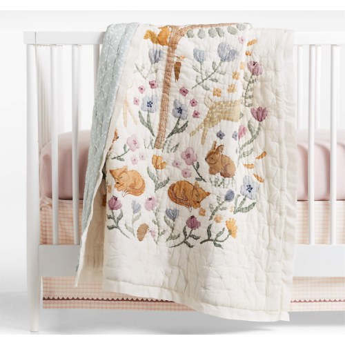 Wonderland Prairie Embroidered Baby Crib Quilt