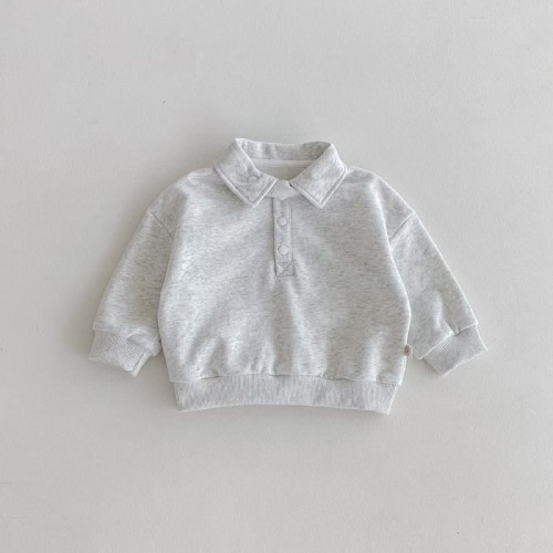 Baby Toddler Boy Solid Color Polo Collar Sweatshirt