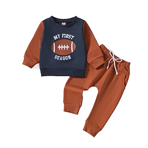 Football Outfit for Infant Baby Boy Game Day Crewneck Shirts Sweatshirt Pullover Flare Pants Football Fall Clothes