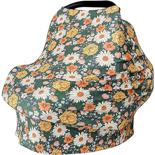 Konssy Baby Car Seat Covers- Multi-use Carseat Canopy for Babies, Stretchy Infant Carseat Cover Boy, Shower Gifts for Unisex Boys and Girls