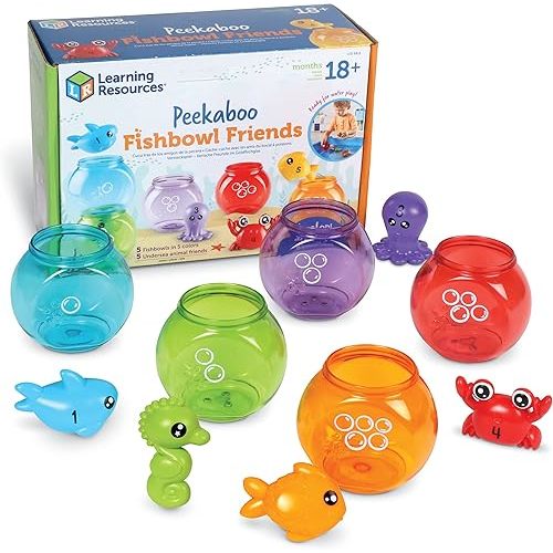 Learning Resources Peekaboo Fishbowl Friends, 10 Pieces, Ages 18 Months+, Learning Toys, Baby Toys, Educational Toys,Fish Toys,Animal Toys,Bath Toys