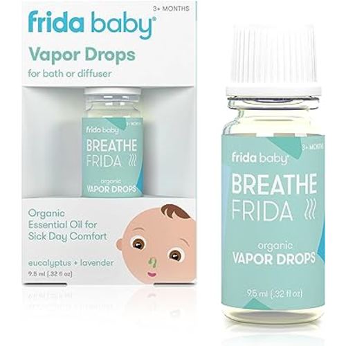 Frida Baby Breathefrida Vapor Bath Drops, Eucalyptus Essential Oil for Humidifier, Aromatherapy Oil Help Baby Breathe Easy