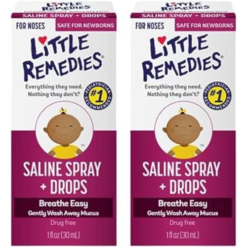 Little Remedies Little Noses Saline Spray Drops, 1 Fl Oz, Pack of 2