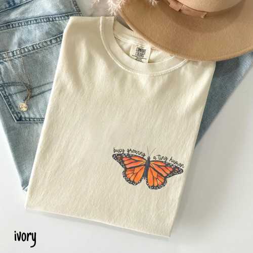 Pregnancy Shirt Growing A Tiny Human Pregnancy Announcement Shirt Gift For Expecting Mom To Be Shirt Butterfly Shirt Pregnant Girl Summer