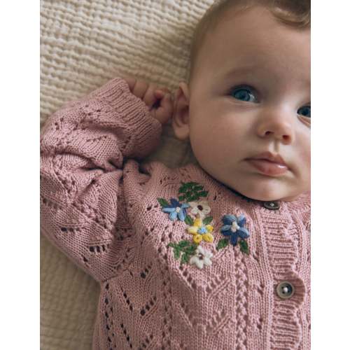 Embroidered Cotton Cardigan - Vintage Pink Mini Embroidered | Boden USA