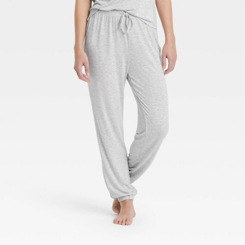 Women's Cooling Jersey Jogger Pajama Pants - Auden™ Gray 1X: Midweight Knit, Ankle Length, Front Tie