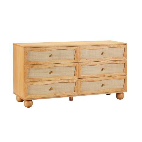 ChangingTable/Dresser-Grappa Natural Wood & Rattan Wavy