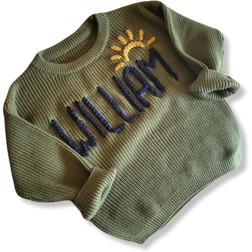 Personalized Baby Sweater, Hand Embroidered Knit Name Sweater for Kids,Custom Knit Infant Jumper, Personalized Baby Gifts, Custom Baby Christmas Sweater, Chunky Baby Oversized Sweater
