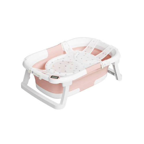 Collapsible Baby Bathtub,Baby Bath Tub with Soft Cushion & Thermometer,Baby Bathtub Newborn to Toddler 0-36 Months,Portable Travel Baby Tub