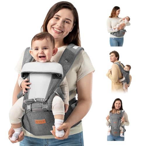 besrey Baby Carrier with Hip Seat Newborn to Toddler 9-in-1, Front Facing Baby Hip Carrier, Breathable Mesh for Moms & Dads, Back Infant Holder (7-45 lbs)