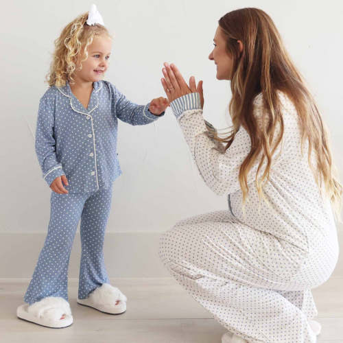 Girl's Two Piece Flare Lounge Set | Snuggle Spots Blue