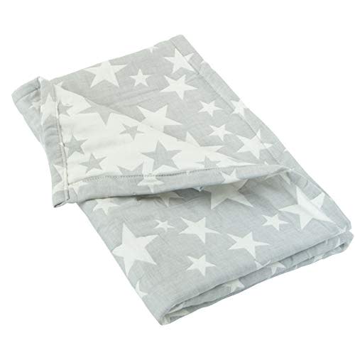 NTBAY 3 Layer Toddler Blanket, Muslin Cotton Jacquard Bed Blankets, Lightweight Thermal Baby Blanket, Super Soft and Warm Crib Blanket for All Seasons, Decoration Gift, 30"x40", Grey Star