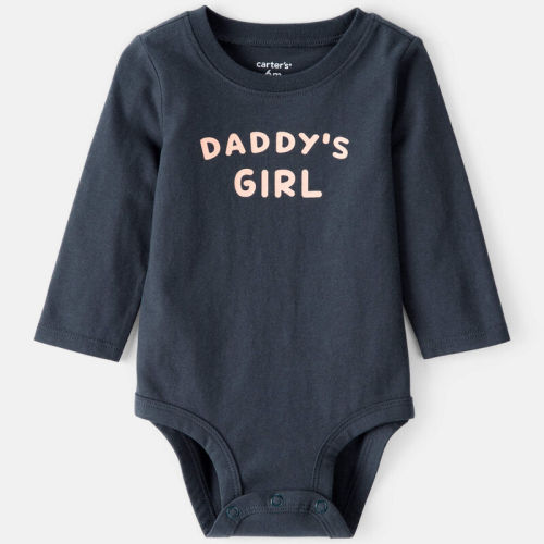 Navy Baby Girl "Daddy's Girl" Cotton Long-Sleeve Graphic Bodysuit - Navy Blue | Carter’s Oshkosh Canada
