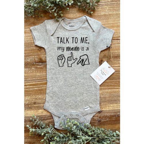 Talk To Me, my Mom is a Speech Language Pathologist Onesie® | Baby Boy Onesie® | Baby Girl Onesie® | Baby Tee | Baby Shower Gift®