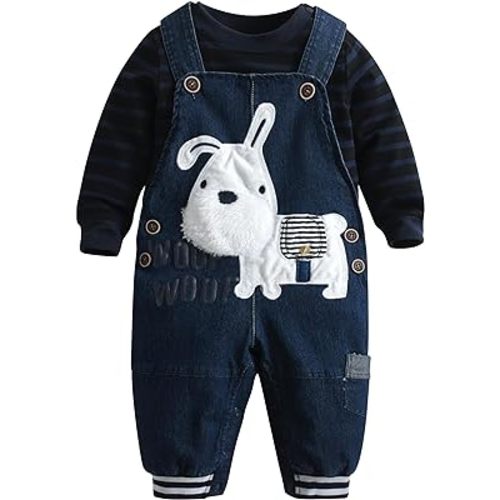 Cute Baby Boy Clothes Suit Toddler Boys' Striped long Sleeve T-Shirt+Denim Overalls Jumpsuit Pants Outfits Sets