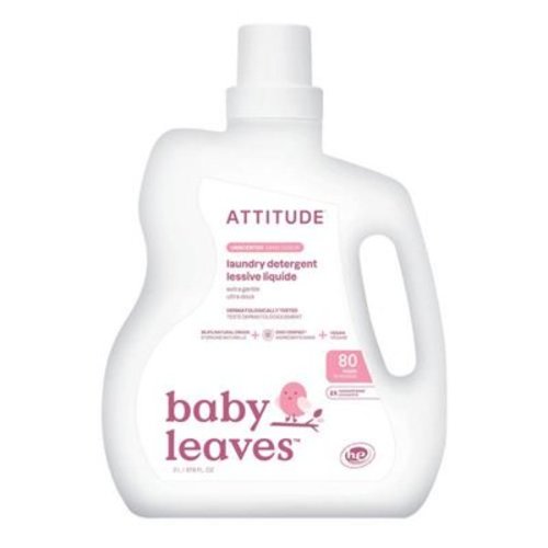 Attitude Baby Laundry Detergent Liquid, Ewg Verified, Safe For Baby Clothes, Infant And Newborn, Vegan And Naturally Derived Washing Soap, He Compatible, Unscented, 80 Loads, 67.6 Fl Oz - Pack of 2