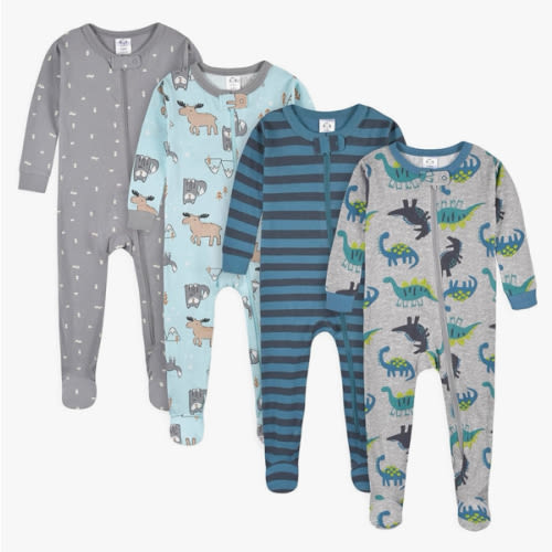 Gerber baby-boys Baby-boys 4-pack Footed Pajamas