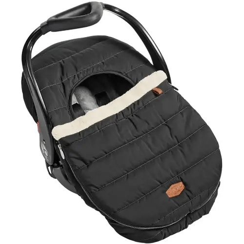 JJ Cole Winter Baby Car Seat Cover - Winter Car Seat Cover for Baby Seat or Stroller - Infant Car Seat Covers with Warm Sherpa Lining - Black