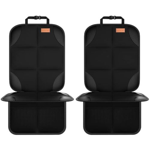 SMART ELF Car Seat Protector, 2Pack Seat Protector Protect Child Seats with Thickest Padding and Non-Slip Backing Mesh Pockets for Baby and Pet,Sedan SUV Truck (Black)