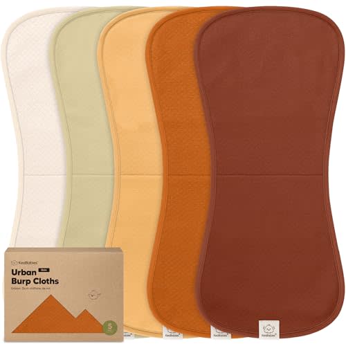 KeaBabies 5-Pack Organic Burp Cloths Baby Girl, Boy - Extra Large, Absorbent Baby Burp Cloths, Soft Burping Cloths for Babies, Newborn Burp Clothes, Cotton Burp Rags, Neutral Thick Burp Cloth (Sahara)