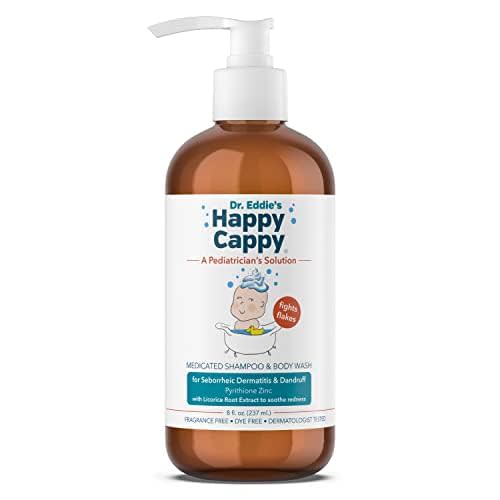 Happy Cappy Medicated Shampoo & Body Wash with Comb - Baby Dandruff Shampoo, Helps Cradle Cap & Seborrheic Dermatitis, Reduces Flakes & Redness, Dermatologist Tested, Fragrance Free - 8 fl oz