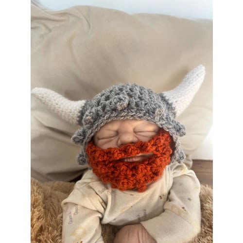 Viking hat Baby boy beard orange crocheted knitted hippie hippy boho beanie unique designer kids newborn shower gift beard, medieval helmet