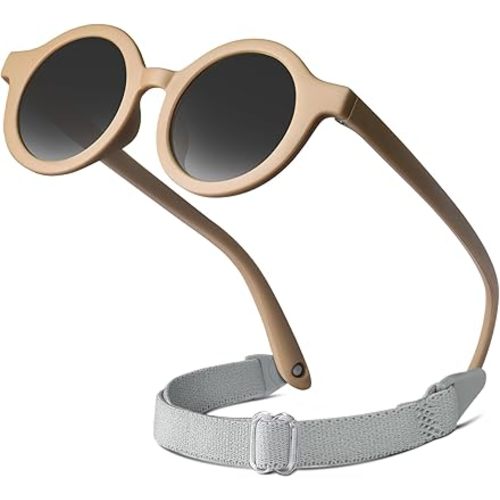 RIVBOS Baby Wrap Polarized UV400 Sunglasses - Soft Frame with Secure Strap for Infant and Newborn (0-24 Months) RBK069