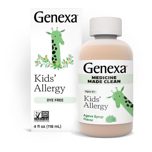 Genexa Kids Allergy Medicine | Clean Allergy Relief for Children | Treats Runny Nose, Sneezing & Itching | Vegan & Non-GMO | 12.5mg Diphenhydramine HCl 4 fl oz | Organic Agave Syrup Flavor | Ages 6+