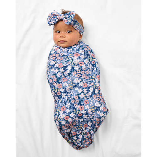 Petite Petals Swaddle & Luxe Bow Headband Set | Little Sleepies