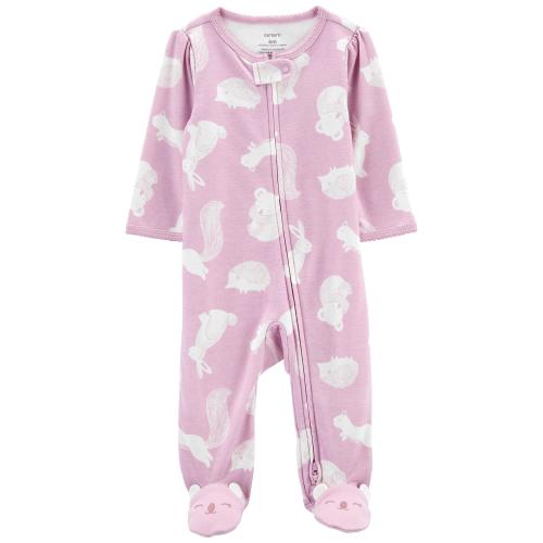 Baby Animal 2-Way Zip Cotton Sleep & Play Pajamas - 9M - Style,Purple