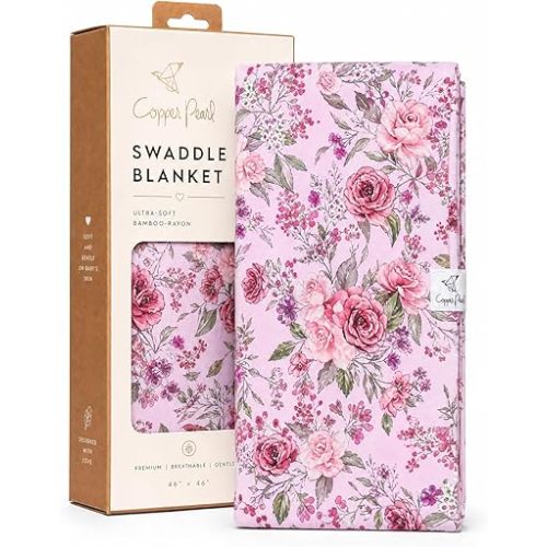 Copper Pearl Swaddle Blankets for Newborns | Soft Stretchy Receiving Blankets for Boys and Girls | Large 46 x 46 Inch Baby Blankets | Lightweight and Breathable Swaddles | Deborah