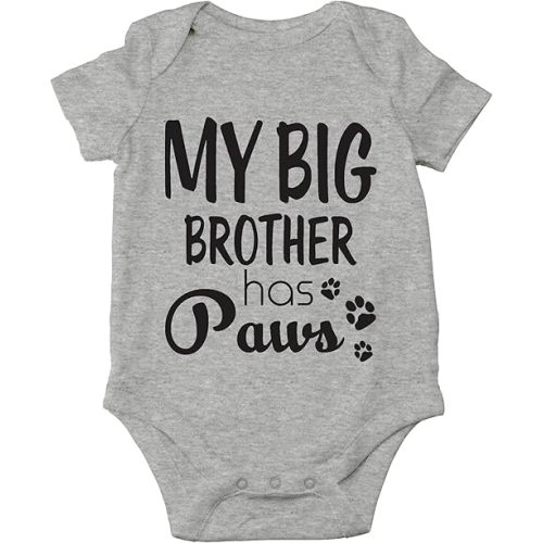AW Fashions My Big Brother Has Paws Baby Bodysuit Funny Newborn Outfit Cut Boy Girl Infant Clothes Romper