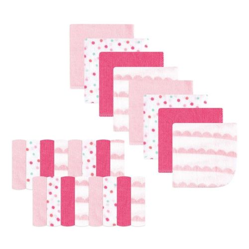 Luvable Friends Baby Girl Super Soft Bundle Washcloths, Girl Geometric, One Size
