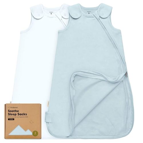 2-Pack Organic Baby Sleep Sacks, 100% Cotton - Soft & Breathable 0.5TOG Baby Wearable Blanket, Toddler Sleeping Sack 0-6 months, Easy to Wear Transitional Swaddles for Newborns, Infants (Glacier, S)