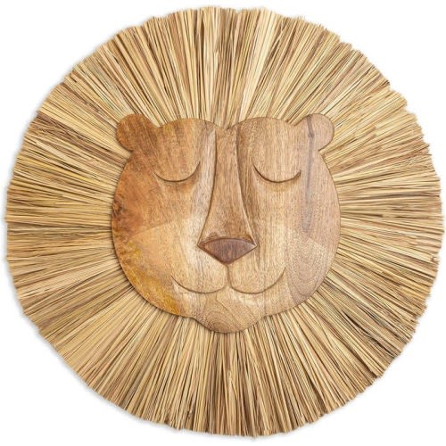 CRANE BABY Safari Animal Wooden Wall Decor, Brown Lion
