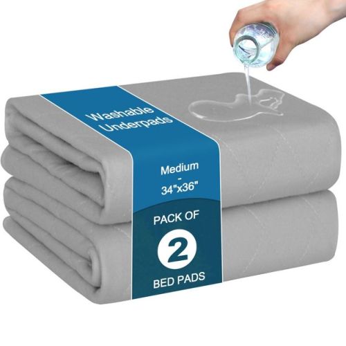 Biloban- 2 Pack Changing Pads, Underpad Washable, Incontinence Bed Pads,gray 34“x36”