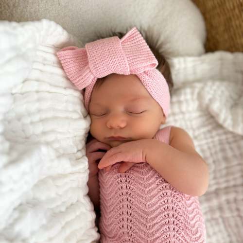 Textured Knitted Topknot - Pink | 3 Little Crowns